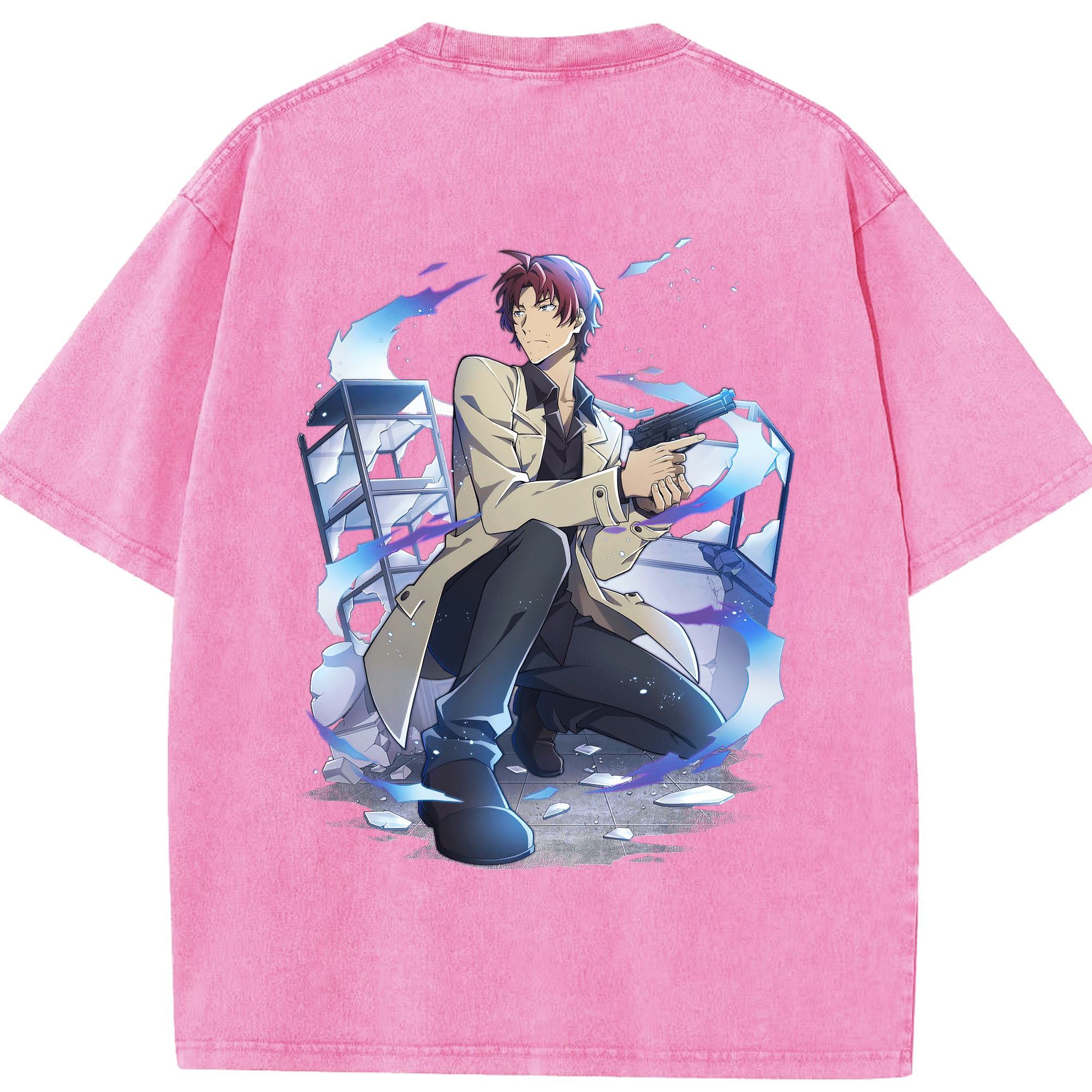 （画像用） 文豪ストレイドッグス Bungo Stray Dogs 綿100% ヴィンテージ風 半袖Tシャツ（背面プリント）